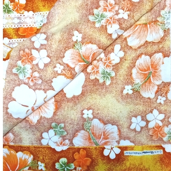 VTG 60's Handmade G.V.H. Hawaii Print Fabric Orange Floral Dress MEDIUM - Picture 8 of 15